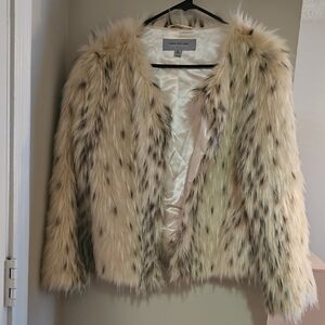 Marc New York Cream and Black Faux Fur Teddy Jacket